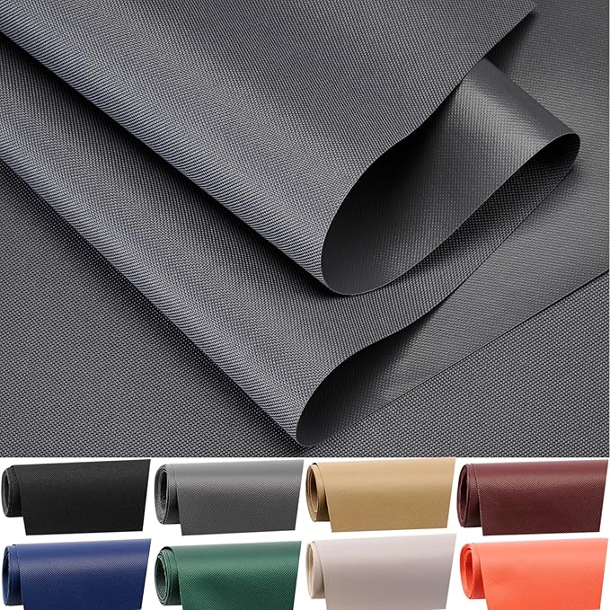 Waterproof Canvas Fabric by The Yard 60" W 600 Denier PVC Backing Water Repellent Polyester Upholster Fabric Material for Indoor Outdoor Marine Awning Tent Craft DIY(1 Yard, Gray)