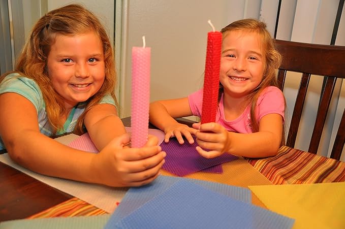 Make Your Own Beeswax Candle Kit - Includes 10 Full Size 100% Beeswax Honeycomb Sheets in Purple and Approx. 6 Yards (18 Feet) of Cotton Wick. Each Sheet Measures Approx. 8" x 16 1/4".