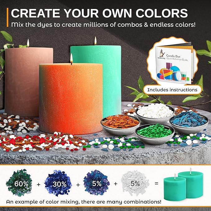 Candle Wax Dye for Soy Wax Candle Making - 16 Vivid Candle Dye Coloring Chips – Candle Color Dye - Premium Candle Wax Coloring for Candle Making - Highly Concentrated Candle Chips Colors