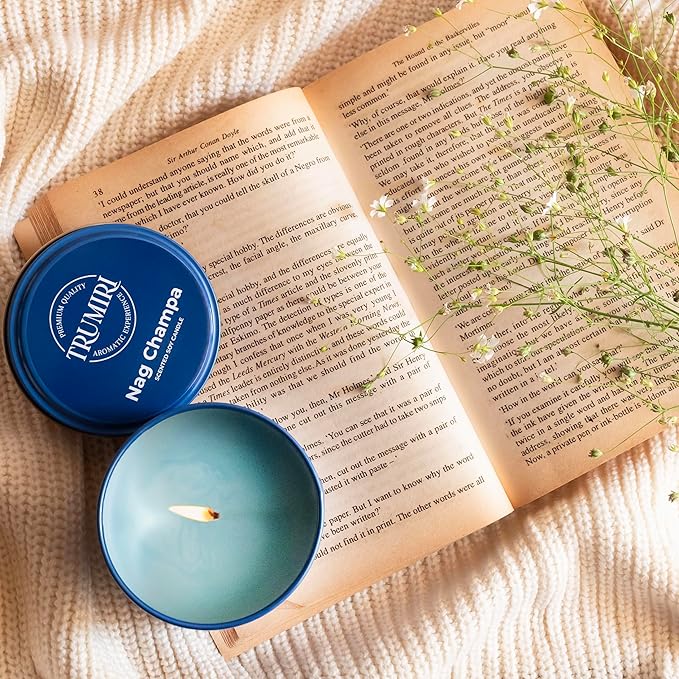 Nag Champa Candle for Home Scented - 5oz Natural Soy Clean Organic Non Toxic - for Aromatherapy Meditation Spiritual Gifts Bathroom Kitchen - Long Lasting Heavily Scented - Velas Aromáticas
