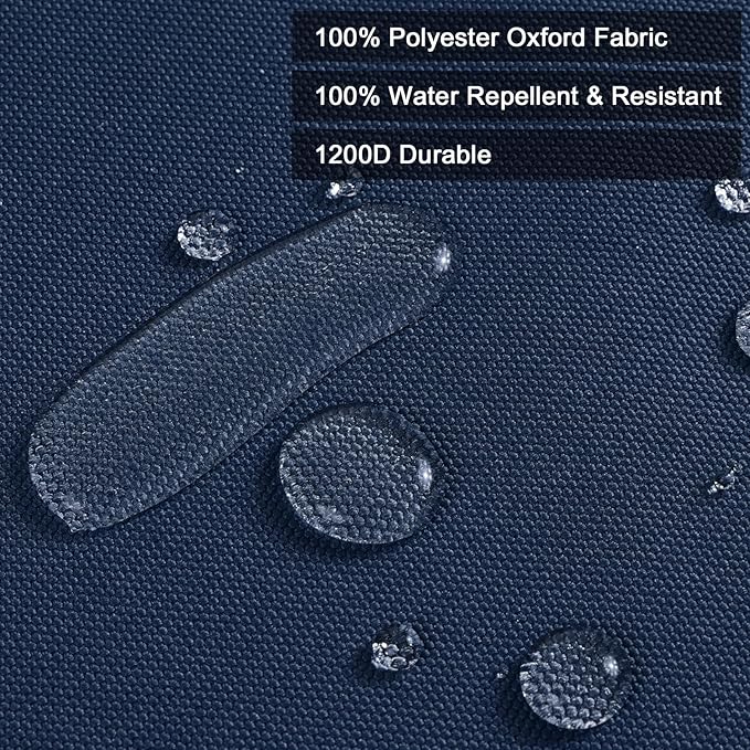 Thickened Waterproof Canvas Fabric by The Yard, 1200D 58" W Outdoor Upholstery Material Heavy Duty Fabric Water Resistant Sewing Material for Chair Patio Cushion Purse Bag, 1 Yard Navy Blue