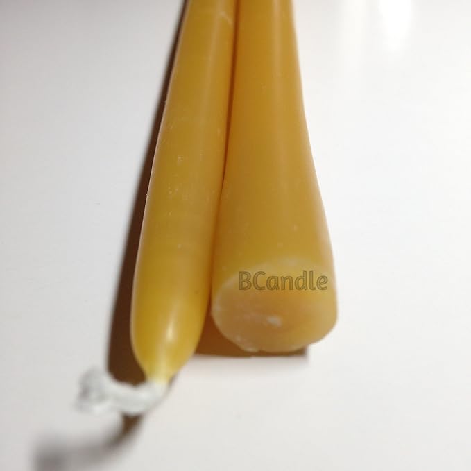 100% Beeswax 5 Hour Burning Candles Organic Hand Made - 9 Inches Tall, 1/2 Inch Thick; Tapers (6)