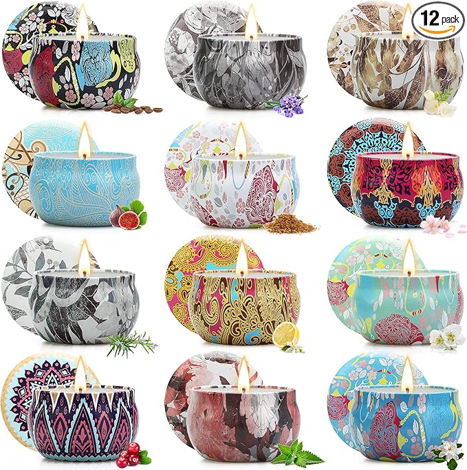 Candles Gifts for Women, 12 Pack Scented Candles, Candles for Home Scented, Soy Wax Aromatherapy Candle Set, Stress Relief & Body Relax, Ideal Gift for Women Birthday, Mothers Day Gifts for Mom