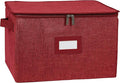 Covermates Cup and Mug Storage Box with Dividers, Stackable Organizer for Coffee Mugs & China Cups, Heavy-Duty Polyester with Handles, Zipper Closure & ID Window, Red Heather