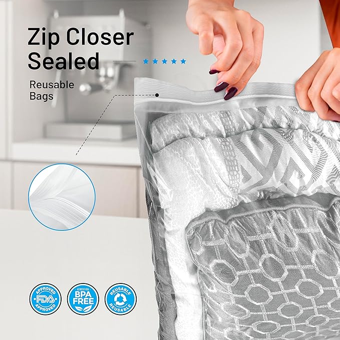 12 Count - Large Plastic Bags With Zipper Top, 20 Gallon Size 24" x 32", Extra Large Storage Bags, For Clothes, Travel, Moving, BPA-Free, Heavy Duty 3-Mil Thick