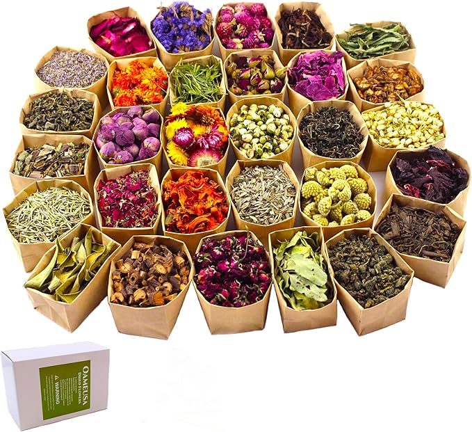 30Bags Natural Dried Flowers, DIY Soap,Bath Bomb,Candle,Aromatherapy Oil,Cake,Resin Jewelry Making,Bath,Nail -Lavender,Don't Forget Me,Rose,Jasmine