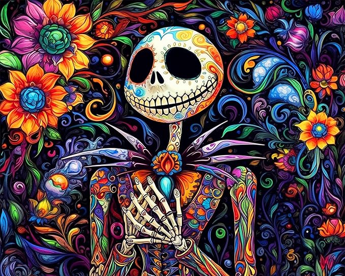 Meothan Paint by Numbers Kits for Adults Beginners- Easy Canvas Nightmare Before Christmas Paint by Number for Home Decor and Gifts 16X20 inch (Halloween)