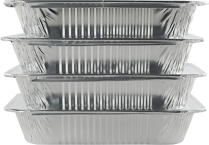 (25 Pack) Disposable Aluminum Foil Half Size Deep 9'' X 13'' (Heavy Duty-38 gauge) Steam Table Pans, With Snap on Foil Lids. For Baking, Storing, Freezing. Home and Restaurant use.