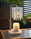 Candle Warmer Lamp with Timer Dimmer Adjustable Height Candle Warmer with Marble Base for Jar Candles, Crystal Candle Lamp with 3 Bulbs for New Home Decor, Women Mom Christmas Birthday Gifts, Silver