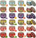 Oungy 24 PCS Candle Tins with Lid 4.4 oz Empty Candle Jars with Flower Pattern Round Metal Candle Containers with Lids for Candle Making DIY Arts and Crafts Small Item Storage