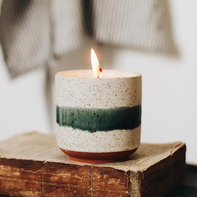 Hyggelight - The Growing Candle, Mint & Eucalyptus Scented, 8.5oz Ceramic Pot, Aromatherapy Candles, 100% Soy, Edith