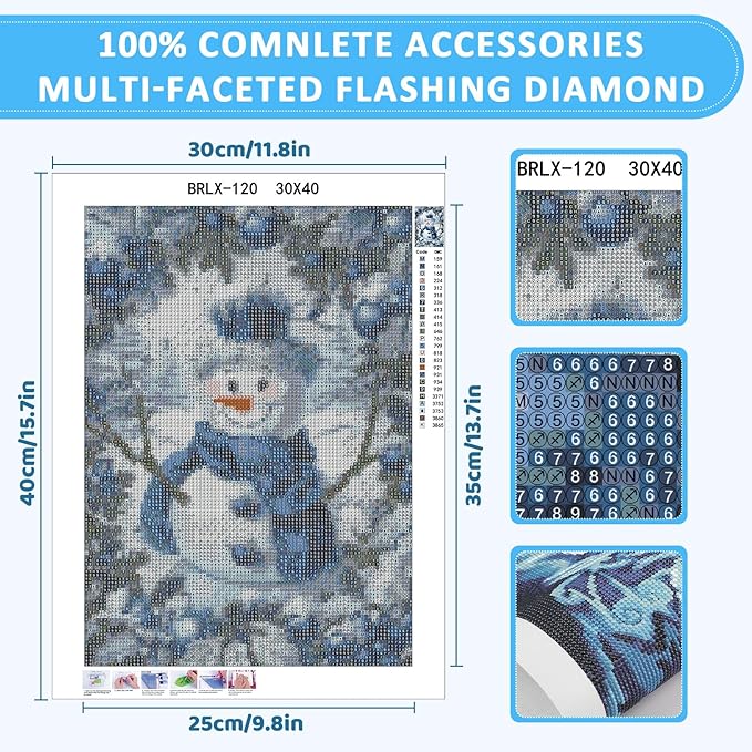 Skyboda Christmas Diamond Art Kits for Adults Beginners, Christmas Snowman Diamond Painting Kits for Adults,5D Full Drill DIY Diamond Dot Gem Art Kit Wall Home Decor Arts Craft 12x16 inch
