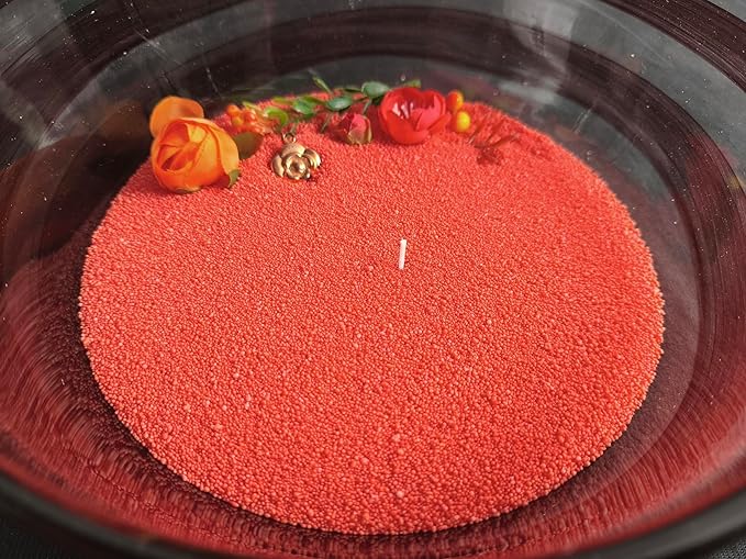 DRMAISON Pearled Candle Wax Sand DIY Kit - 35.3 oz, Watermelon Red, Non-Toxic&Smoke-Free, Refillable with 60 Wicks, Long-Lasting Flame, Highly Customizable for Wedding, Party&Holiday Decor