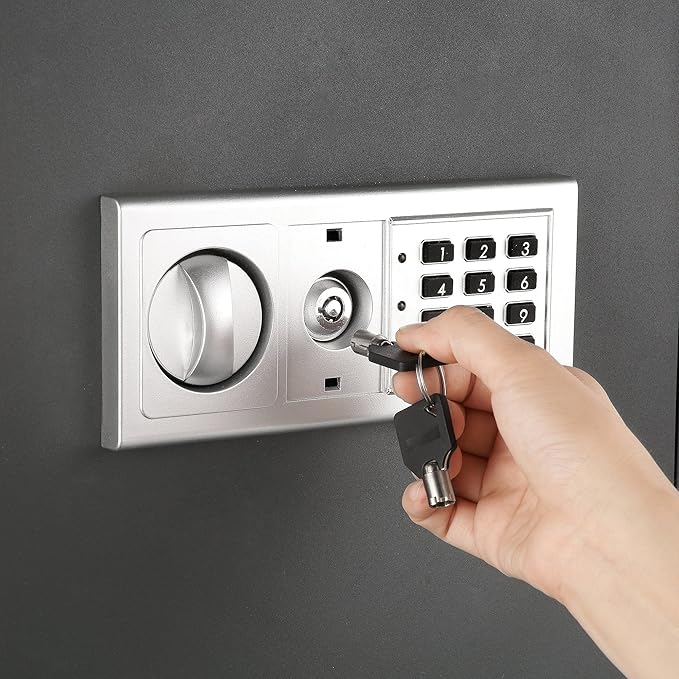 In-Wall Safe with Electronic Keypad and 2 Manual Override Keys - Protect Money, Jewelry, and Passports at Home or Business by Paragon Safes (Gray)