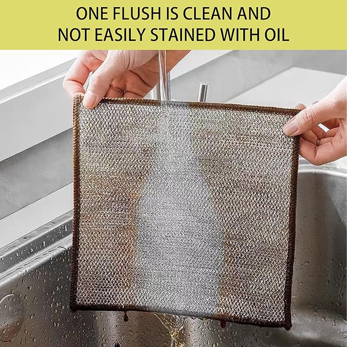 8 Pac Multipurpose Wire dishwashing rag- Reusable Non Scratch Wire Dishcloth, Non Scratch Dishcloth That Can for Kitchen Pots and cooktops, Sinks Dish Rags 7.87' * 7.87'