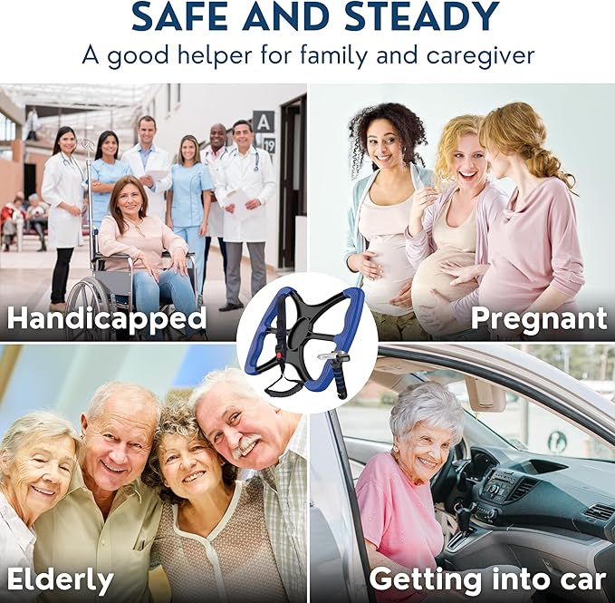 Premium 3 Pc Elderly Assistance Products Standing Aid Portable Lift Auto Cane Grab Handle Adjustable Car Door Handle for Elderly Handicap Accessories for Daily Living Elderly Mobility Aids