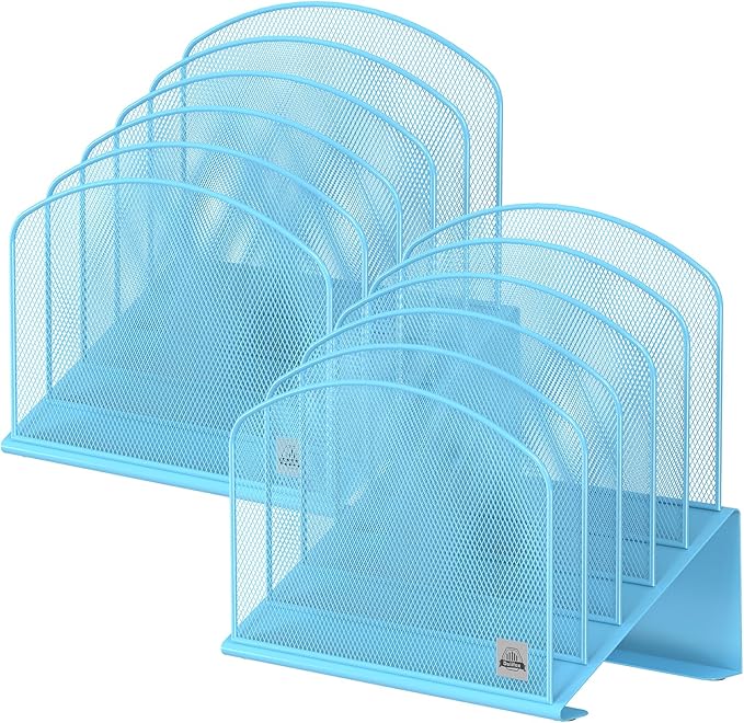 Delifox Inclined Desk File Organizer,Vertical File Folder Holder Stand Metal Rack File Sorter for Office Classroom Desktop Organization