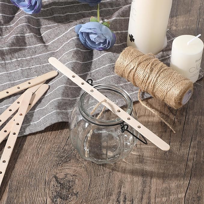 Gjinxi Wooden Candle Wick Holders 50 Pcs Multiwick Centering Device Holders Supplies Crafting Making Candle Wicks Bars Wax Stick Clips Center Tool for DIY Material Package Mold