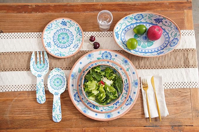 Rio Turquoise 10.5'' Dinner Plate Durable Melamine Indoor/Outdoor, Shatter-Resistant, and Dishwasher Safe Dinnerware for Camping and Outdoor Dining - Multicolor - Set of 6