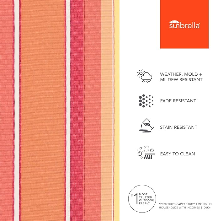 Sunbrella Outdoor Fabric by The Yard | Dolce Mango (Striped) | Official Sunbrella Seller | Indoor or Outdoor Upholstery Fabric for Chairs, Cushions, Drapery, Pillows, Furniture