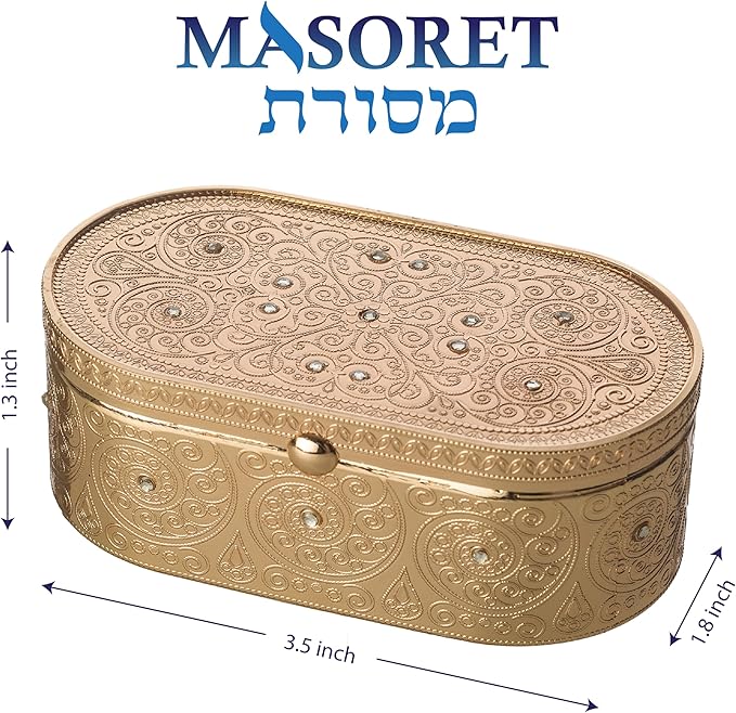 Metal Travel Size Candlesticks with Cover Inlaid with Stones 1.6 * 3.5 Inch - Filigreen Jewish Shabbat Metal Travel Candle Holders