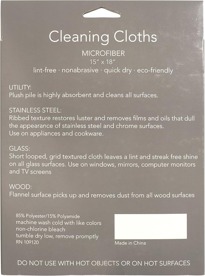 KAF Home Pantry Multipurpose Microfiber Textured Cleaning Cloth 4-Pack, 15 x 18-Inch, (1 Utility, 1 Stainless Steel, 1 Glass, 1 Wood)