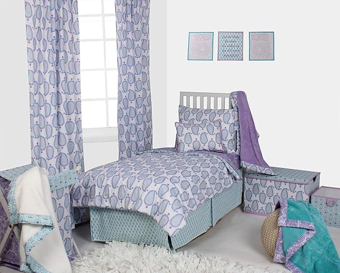 Bacati - Paisley Kids Storage (Collapsible Hamper 14 x 14 x 19 inches, Lilac/Purple/Aqua)