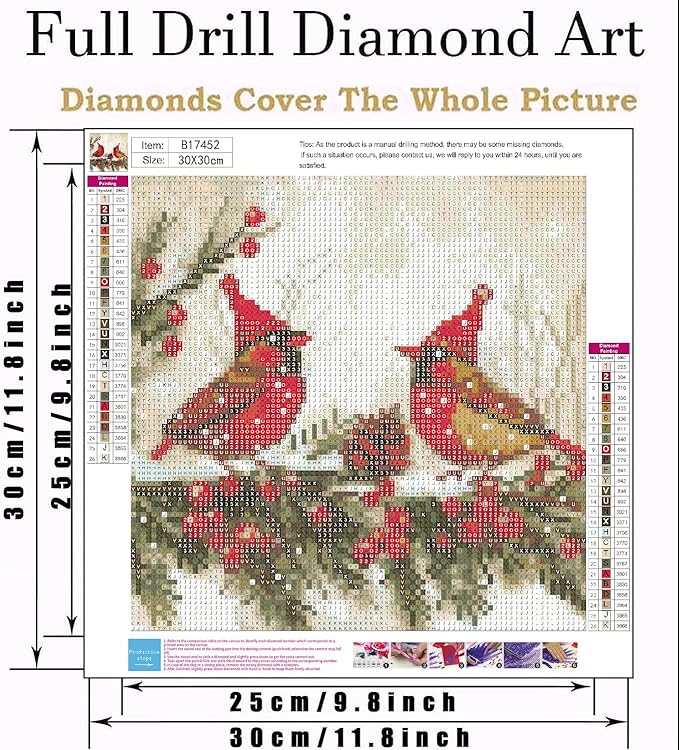 VIGEGU Christmas Diamond Art Kits for Adults - Cardinal Birds Diamond Painting Kits for Adults,Winter 5D DIY Full Round Drill Paint with Diamonds Dots Gem Art Crafts Kits for Home Decor 12x12 in