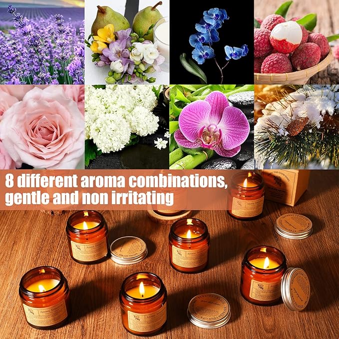 MTLEE 24 Pcs Candles for Home Scented Aromatherapy Jar Candle Gift for Women Bulk 8 Long Lasting Aromatherapy Jar Soy Wax Candle Gift for Christmas Birthday Employee(Simple Style,Flower Scent)