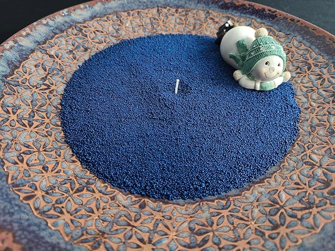 DRMAISON Pearled Candle Wax Sand DIY Kit - 35.3 oz, Dark Blue, Non-Toxic&Smoke-Free, Refillable with 60 Wicks, Long-Lasting Flame, Highly Customizable for Wedding, Party&Holiday Decor
