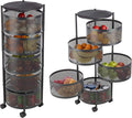 Home-Complete Kitchen Storage Rolling Cart with Wheels - 5 Tier Rotating Fruit and Vegetable Baskets for Kitchen Organization and Storage - Metal Cart for Pantry, Bathroom, or Craft Room (Black)