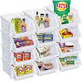 TidyFriend Small Stackable Storage Bins for Toy Organizer and Storage 12 Pack, Toy Storage Organizer for Kids Room and Home Organization (White)