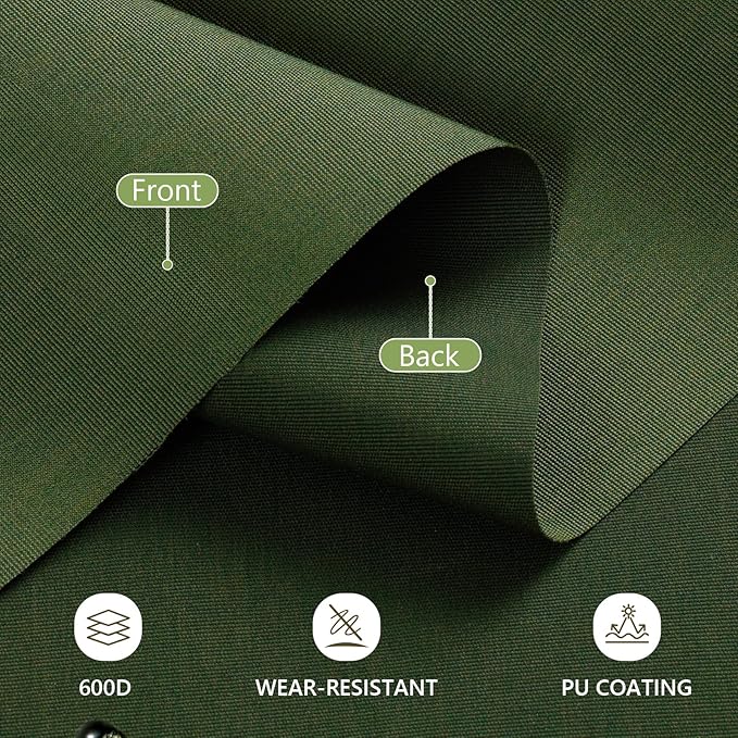 Waterproof Canvas Fabric by The Yard, 58inch 600D Upholstery Fabric Polyester Material Outdoor Water Resistant Material for Sewing Chair Patio Cushion Bag Sofa Seat Repair, 1 Yard Green