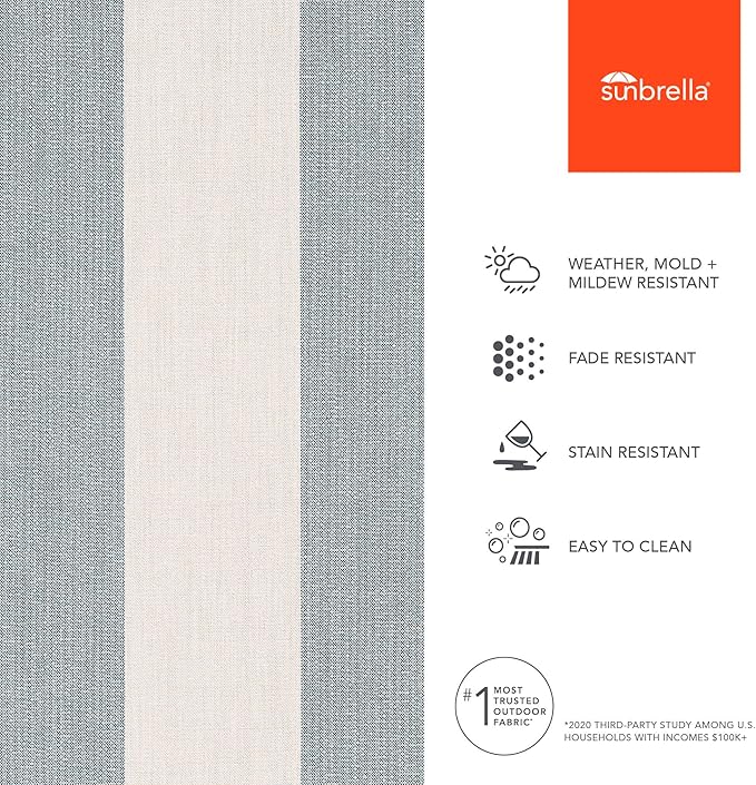 Sunbrella Striped Fabric by The Yard | Official Sunbrella Seller | Indoor or Outdoor Upholstery Fabric for Chairs, Cushions, Drapery, Pillows, Furniture | Leisure Denim