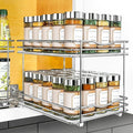 LYNK PROFESSIONAL® Pull Out Spice Rack Organizer for Inside Kitchen Cabinets - 8-3/8 inch Wide - Slide Out Drawer – Chrome Sliding Spice Organization for cabinet - Spice Racks - 2 Tier