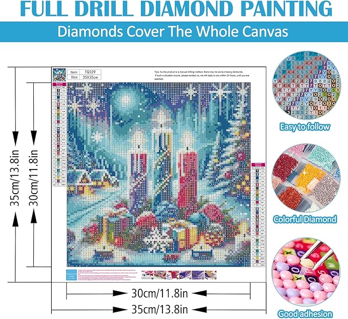 Winter Christmas Candle Tree Diamond Painting Kits for Adults, 5D Diamond Art Kits for Adults Beginners,DIY Full Round Drill Diamond Dot Painting Gem Art Kits for Adult,Home Wall Decor 13.8x13.8 Inch