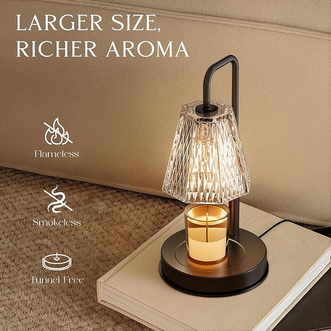 GVY Candle Warmer Lamp with Timer – Dimmable Wax Warmer for Vintage Room Decor, Height Adjustable Candle Lamp for Mom, Birthday Gifts for Women,House Warming Gifts for New Home Decor with 2 Bulbs