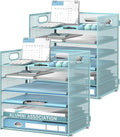 Daltack 6 Tier Paper Organizer for Desk, Paper Letter Tray Organizer for Desks, Mesh Desk File Organizers with Handle for Office, Home, School, Blue, 2 Pack