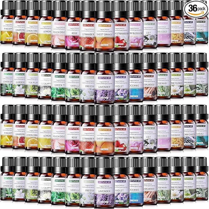 Nuanchu 36 Pcs Essential Oils Set 10ml Fragrance Oil Aromatherapy Kit for Diffuser Humidifier Aromatherapy-Oils for Candle Making