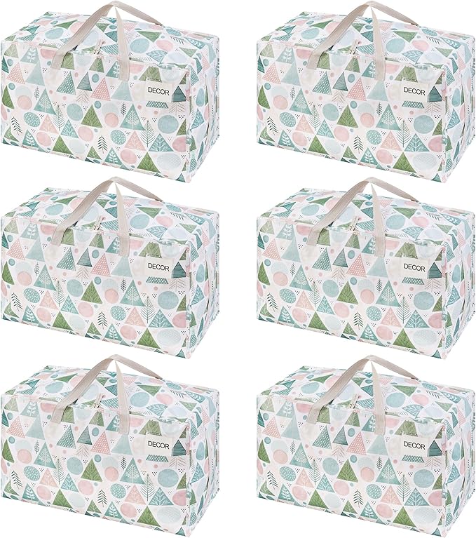 VENO 6 Pack Extra Large Heavy Duty Moving Bags with Wide Opening & Reinforced Handles, Reusable Storage Tote Bags with Strong Zippers for Clothes, College Dorm Essentials & Moving Supplies
