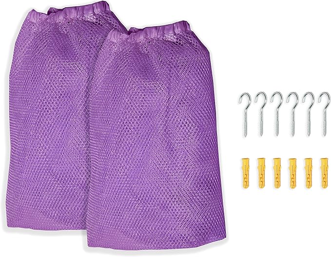 Simple Houseware 2 Pack Stuffed Animal Toy Hammock Net, Corner Wall Storage for Kids Room, Purple