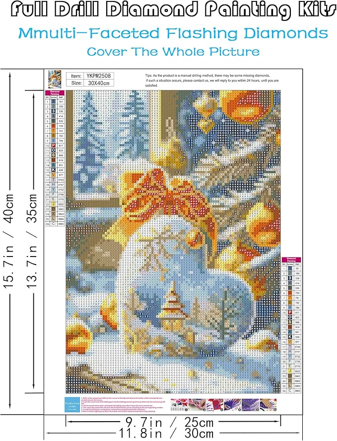 KINPLUB Christmas Diamond Art Kits for Adults Beginners, Christmas Winter Love Heart Diamond Painting Kits for Adults, DIY Full Drill Round Gem Art Dots for Home Wall Decor 12x16 Inch