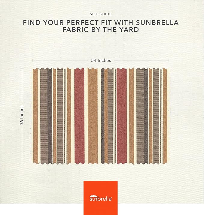 Sunbrella Outdoor Fabric by The Yard | Brannon Redwood (Striped) | Official Sunbrella Seller | Indoor or Outdoor Upholstery Fabric for Chairs, Cushions, Drapery, Pillows, Furniture