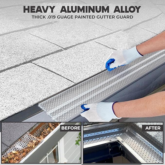 6" Gutter Guards Leaf Protection, Domestic Aluminum Gutter Covers 6 Inch (100 Feet, Mill Finish)