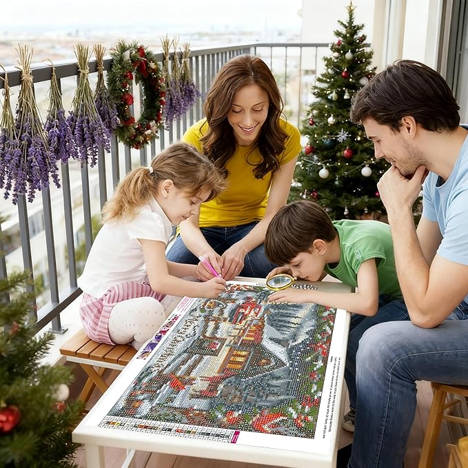 VIGEGU Christmas Diamond Art Kits for Adult,Winter Snow Scene Diamond Painting for Beginnger, Truck 5D DIY Full Drill Rhinestone Diamond Dots Gem Painting Home Wall Decor 16x12 in