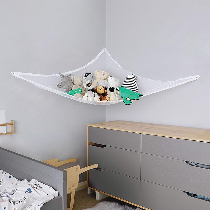 Little Chicks Plush Stuffed Animal Net Hammock -Corner Organizer and Toy Holder - Extra Large Hanging Storage for Kids Bedroom (Pack of 2)