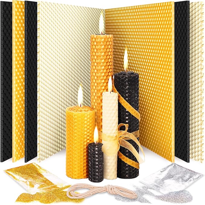 Beeswax Candle Making Kit - Crafts for Adults Women Luxury Candles Gifts for Women DIY Kits for Adult Arts and Crafts Modern Art Supplies Craft Set Black & Gold Home Decor