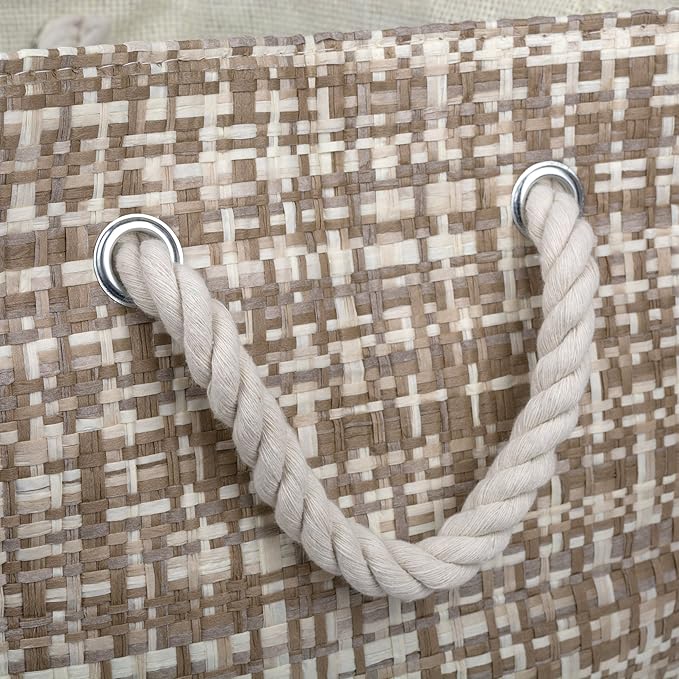 DII Woven Paper Storage Bin, Tweed, Stone, Large (Pack of 2)