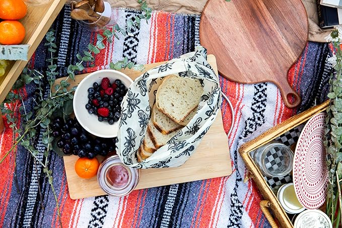 Made in USA DIY Pre Mixed Beeswax Wrap KIT- Made with Pine Resin, Beeswax & Jojoba Oil - Beeswax Wraps for Food- Make Your Own 6 Bees Wrap Sheets with 5 ml Pinon Salve for Sticky Fingers Square Shape