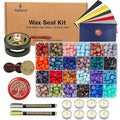 TRINIDa Wax Seal Kit, Premium Wax Seal Stamp Kit with 24 Colors 624 Pcs Beads, Metallic Pens, Warmer, Spoon and Tea Candles for Wedding Invitation, Letter Envelope, Gift Cards & DIY Crafts